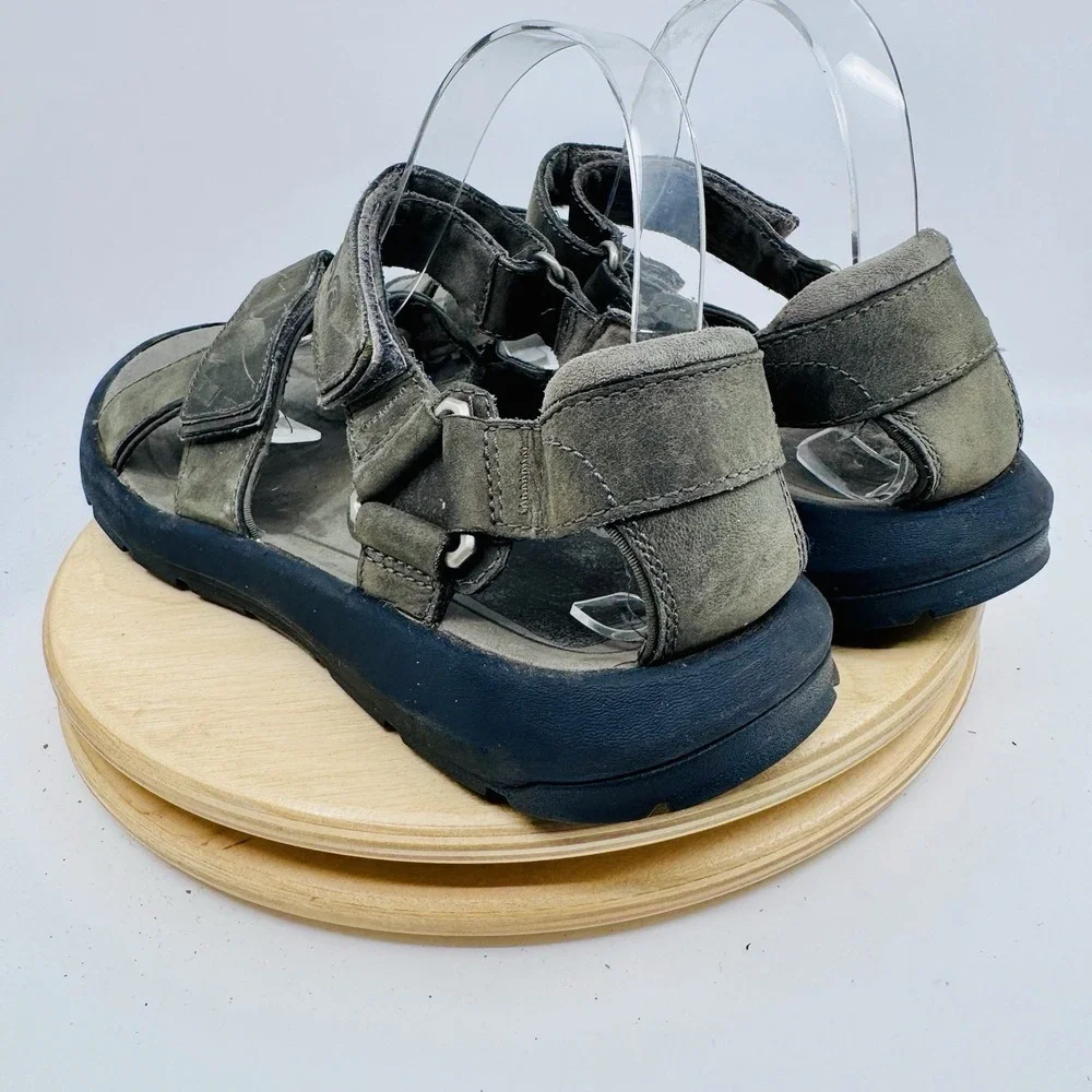 Teva Langdon Shoes Men's 9 Gray Leather Waterproof Hook Loop Sport Sandals